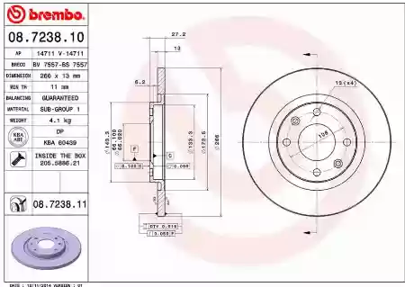 DISK PREDNJI CITROEN  PEUGEOT 266x13 BREMBO 4246.R2-4246.R4, 08.7238.10