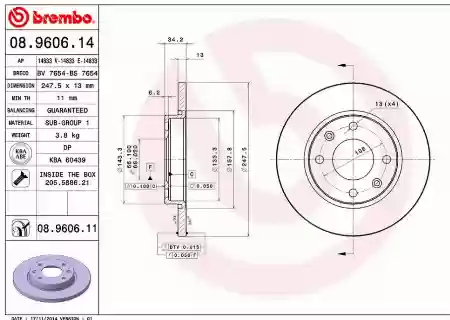 DISK PREDNJI PEŽO 206 306 247x13 BREMBO 4246.R8, 08.9606.14