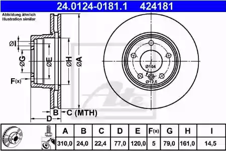 DISK PREDNJI VENTILIRAJUĆI  BMW E60 E61  ATE, 34116764021, 2