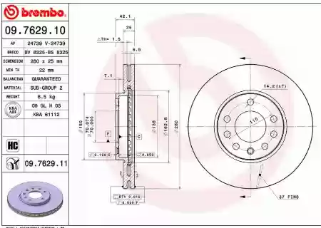 DISK PREDNJI VENTILIRAJUĆI OPEL ASTRA G H MERIVA A B ZAFIRA A B  280X25 BREMBO 0569066, 09.7629.11