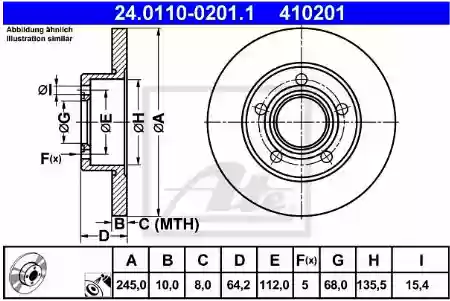 Disk zadnji 10X245 Audi A6 VW PASAT 1991- ATE, 4A0615601A, 2