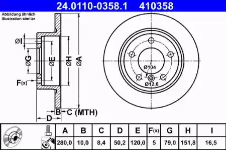 DISK ZADNJI, MINI 1.6i COUNTRYMAN, 2010-2016 ATE, 34219804830, 24.0110-0358.1,
