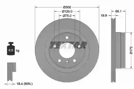 DISK ZADNJI VENTILIRAJUĆI BMW E81 E90 TEXTAR, 34216764651, 9