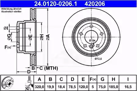 DISK ZADNJI VENTILIRAJUĆI BMW X5 X6 E70 71 ATE, 34216771970,