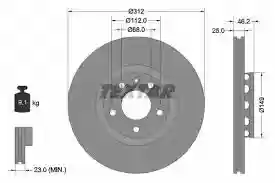DISK PREDNJI AUDI A4 A6 PASAT -2005 SUPERB -2008 TEXTAR, 4B0615301A, 92106105