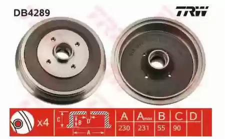 DOBOŠ CADDY 230X40 4 RUPE 1996-1999 TRW, 6K9501615, DB4289
