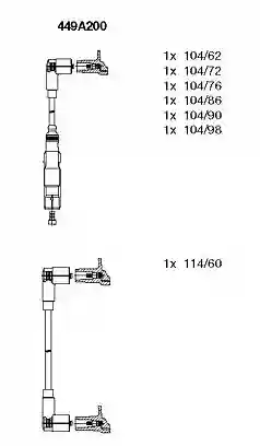 KABLOVI SVEĆICA VW VR6 2800CM3 -1994 BREMI 021998031A, 449A200