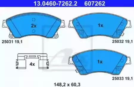PLOCICE PREDNJE ASTRA J , CRUZE 19mm ATE, 0542120, 130460726