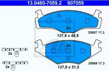 Pločice prednje VW Polo 1300cm3-1400cm3, Dizel, ATE, 8676981