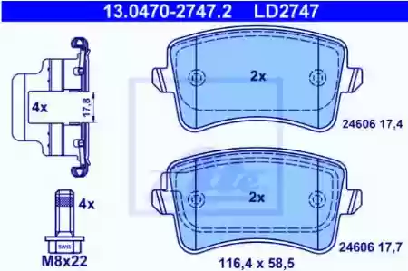 Pločice zadnje Audi A4 A5 Q5 2008-,Ate,8K0698451A-8K0698451F