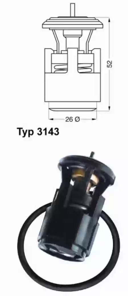 TERMOSTAT IGLICA VW AUDI SEAT ŠKODA 87-102C 1996- WAHLER, 03