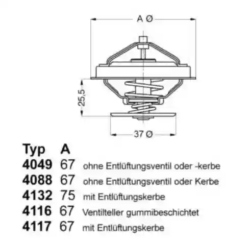 TERMOSTAT VELIKI 1987 AUDI 80-100 WAHLER, 069121113, 4116.87