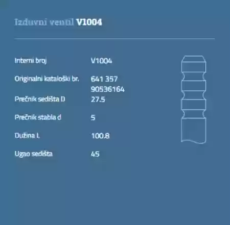 VENTIL IZDUVNI OPEL 1800CM3 16V Z18XE AUTOVENTIL, 0641048, V