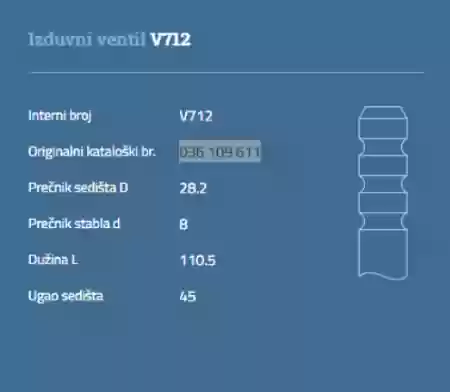 VENTIL IZDUVNI VW 1000CM3 1300CM3 1981-1989 AUTOVENTIL 03610