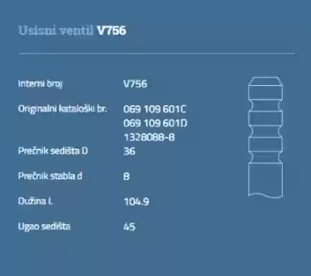 VENTIL USISNI AUDI 100 2000CM3 VW TRANSPORTER 3 1700CM3 AUTO