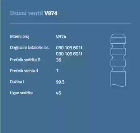VENTIL USISNI VW GOLF 3 SEAT IBIZA 1400CM3 AUTOVENTIL 030109