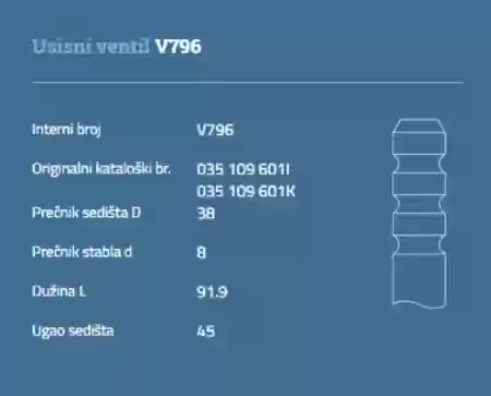 VENTIL USISNI VW PASAT 2,0 2,1 GOLF3 1,8 AUTOVENTIL, 0351096