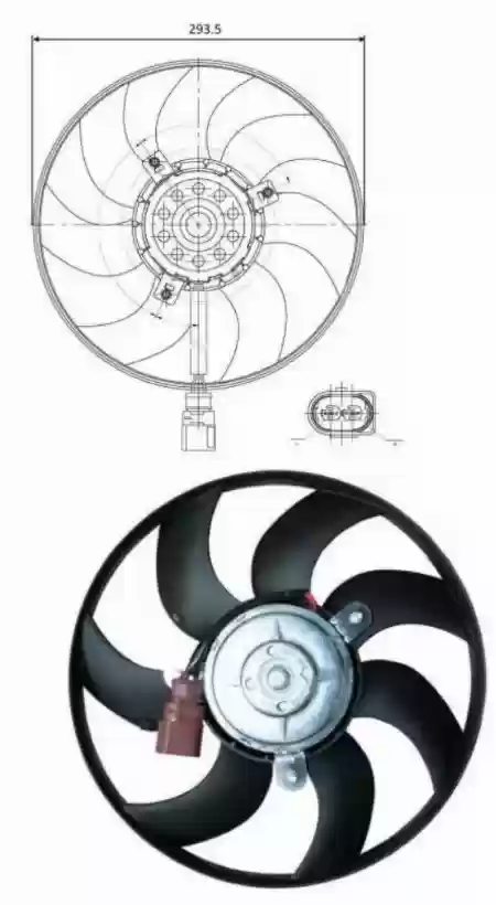 VENTILATOR VW AUDI SEAT ŠKODA 295MM 150 W NRF, 1K0959455DG, 
