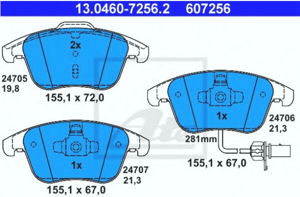 PLOCICE PREDNJE AUDI A4-A5 2008-2017ATE - 13.0460-7256.2 - 8K0698151A - 13.0460-7256.2