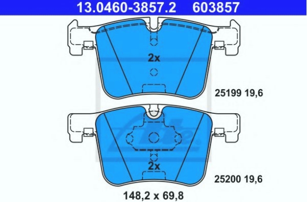 PLOČICE PREDNJE BMW F20 F21 F30  ATE - 13.0460-3857.2 - 34106859181-2 - 13.0460-3857.2