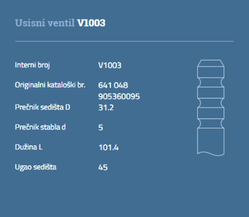 VENTIL USISNI OPEL VECTRA B C ASTRA G H 1.8 16V AUTOVENTIL - V1003 - 0641357 - V1003